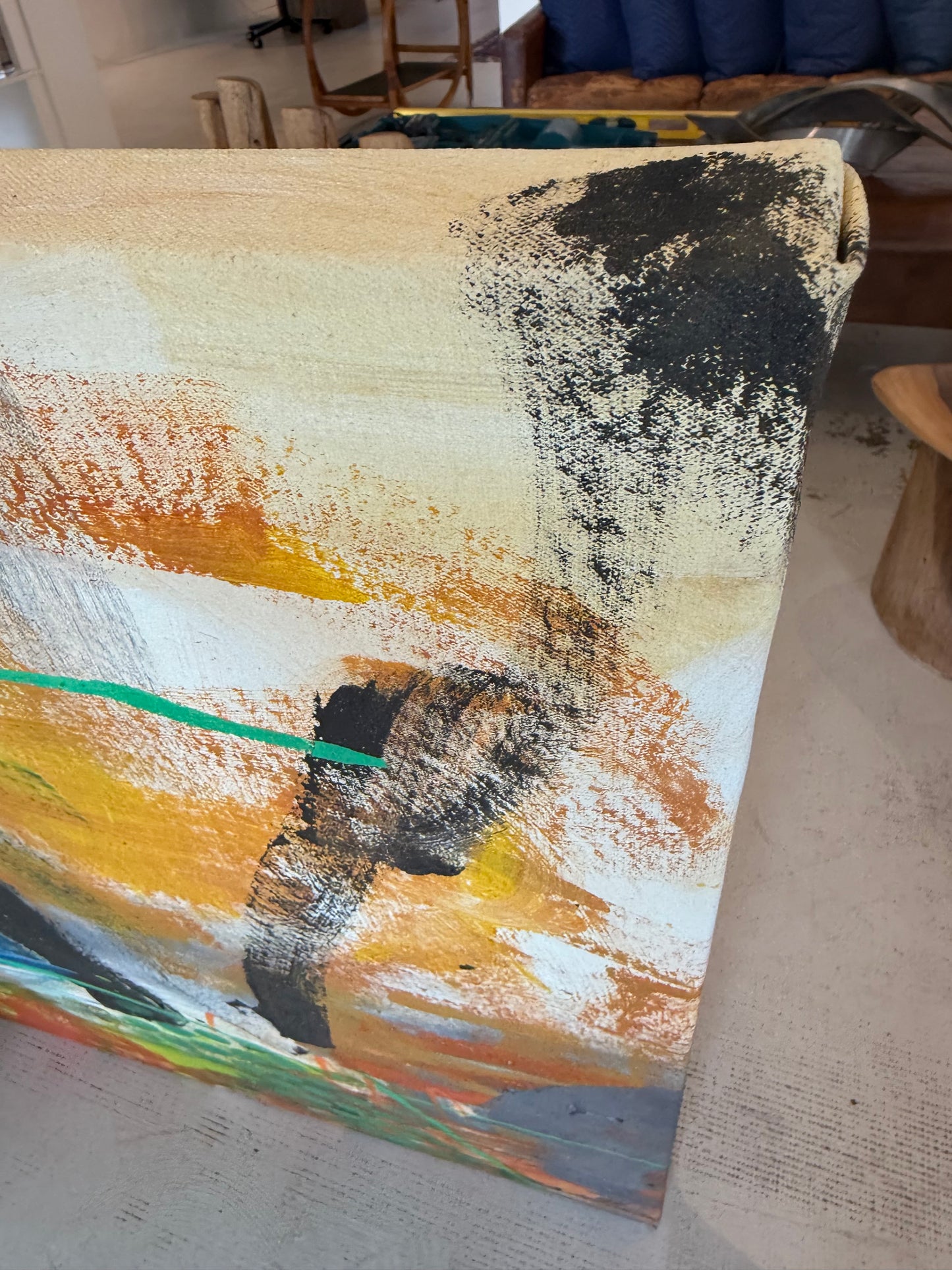Oil on Canvas Painting “AbEx Horizontal Series 03”by Mirtha Moreno 42 x 82