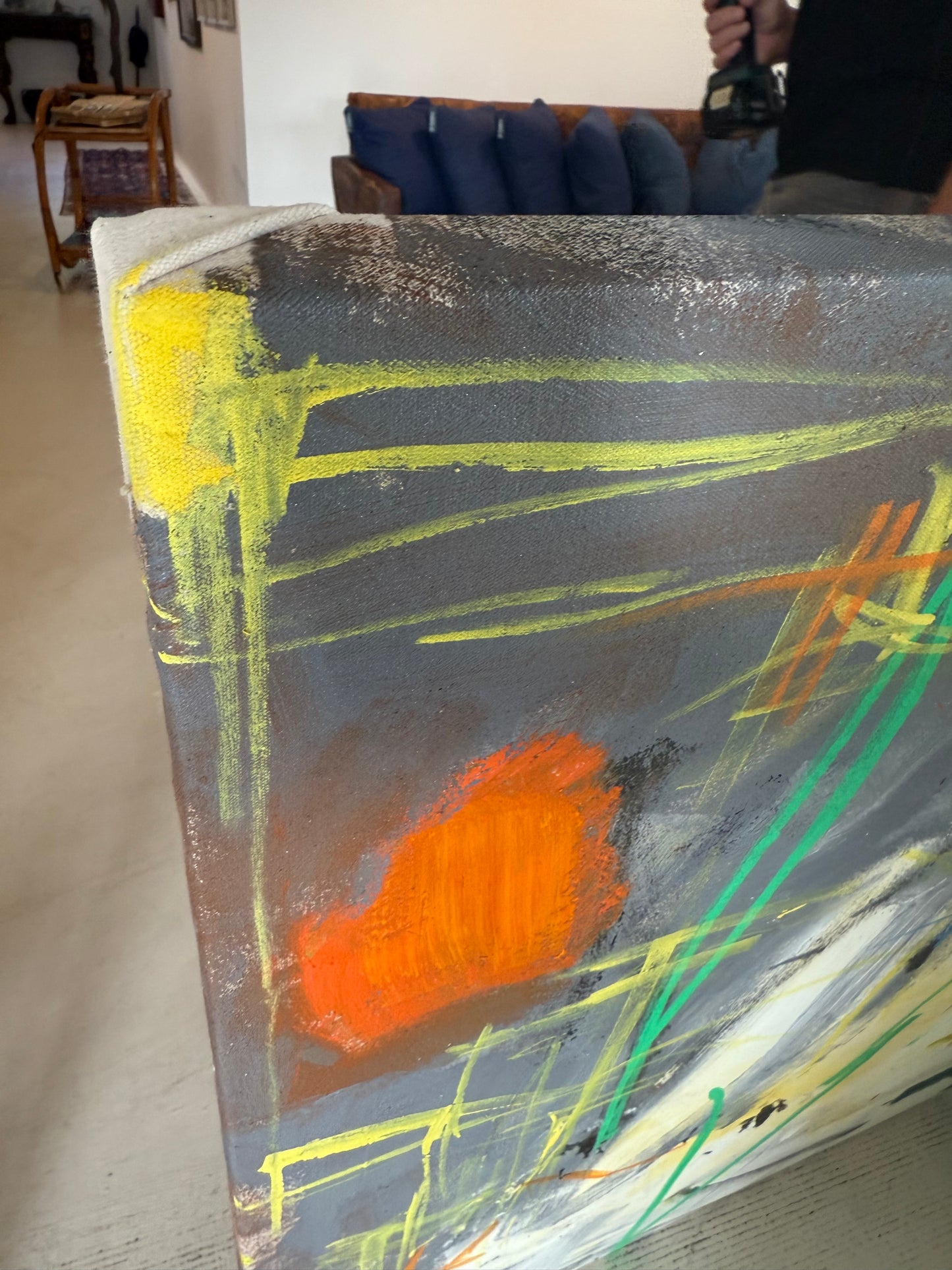 Oil on Canvas Painting “AbEx Horizontal Series 03”by Mirtha Moreno 42 x 82