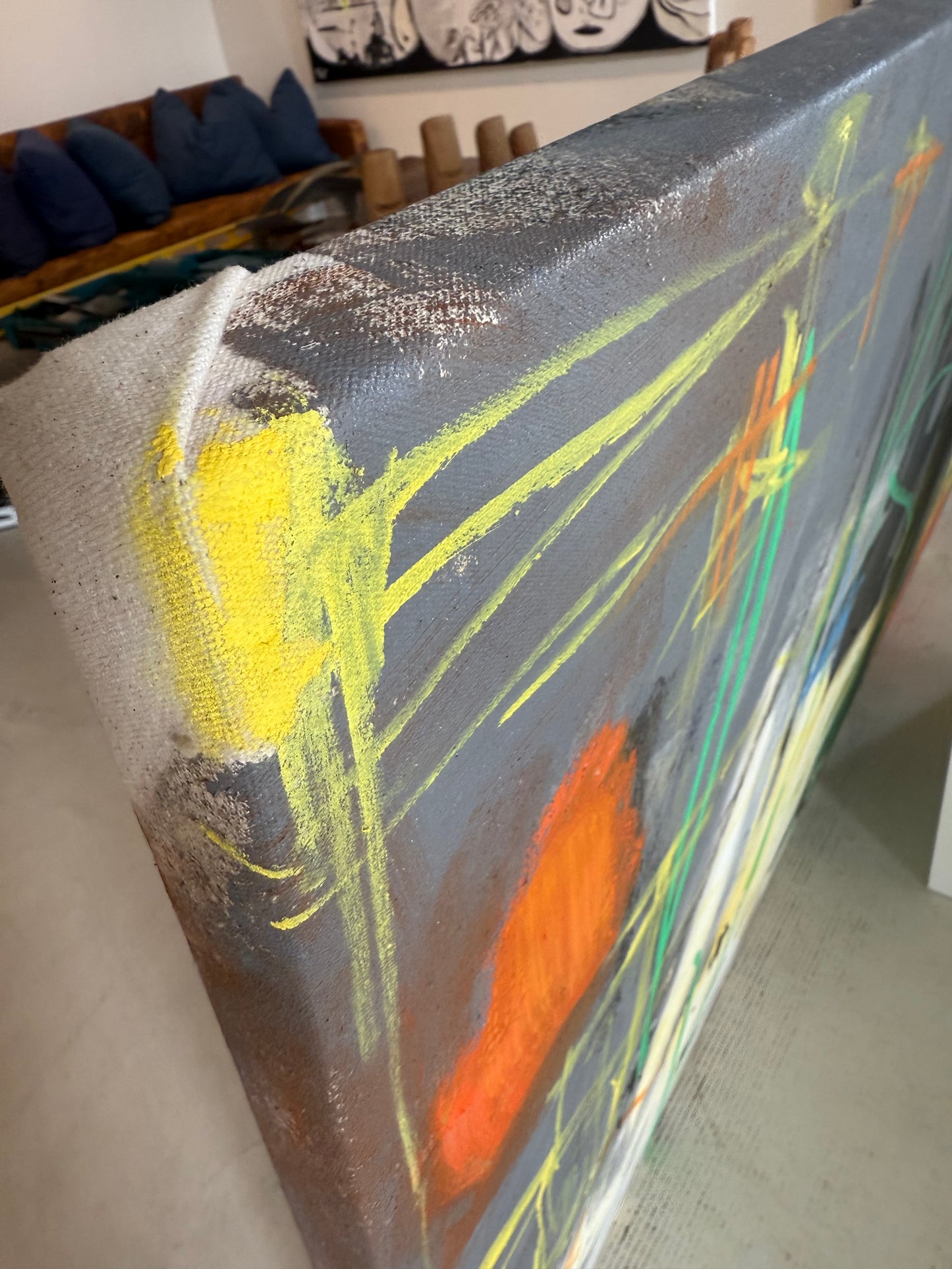 Oil on Canvas Painting “AbEx Horizontal Series 03”by Mirtha Moreno 42 x 82