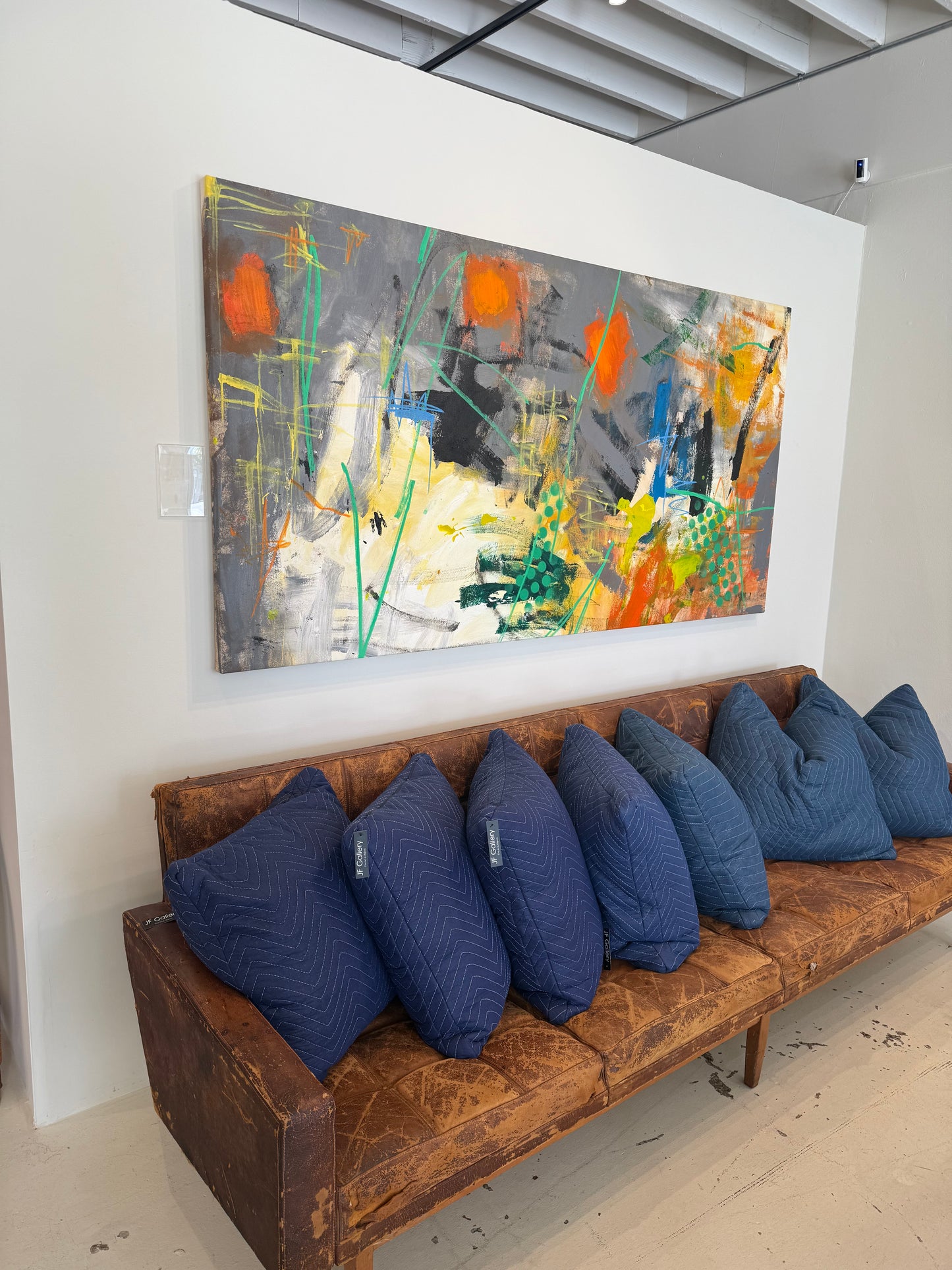 Oil on Canvas Painting “AbEx Horizontal Series 03”by Mirtha Moreno 42 x 82