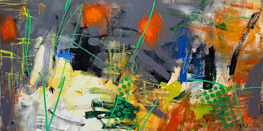 Oil on Canvas Painting “AbEx Horizontal Series 03”by Mirtha Moreno 42 x 82