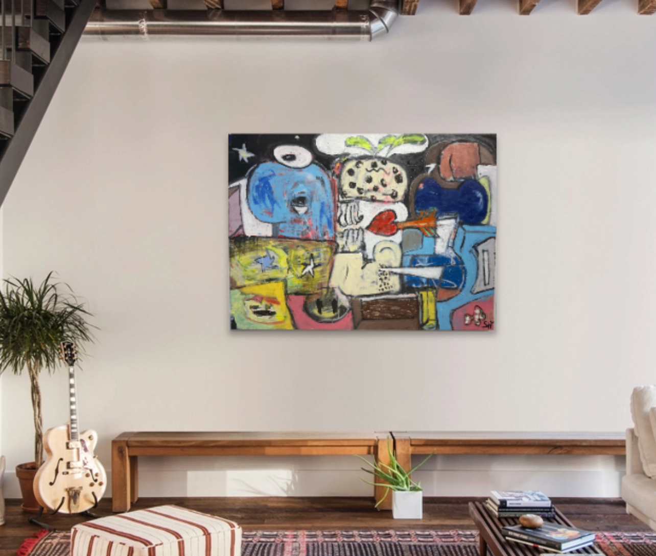 Scott Harper Mixed Media Painting titled “Spaceman” 36 x 48