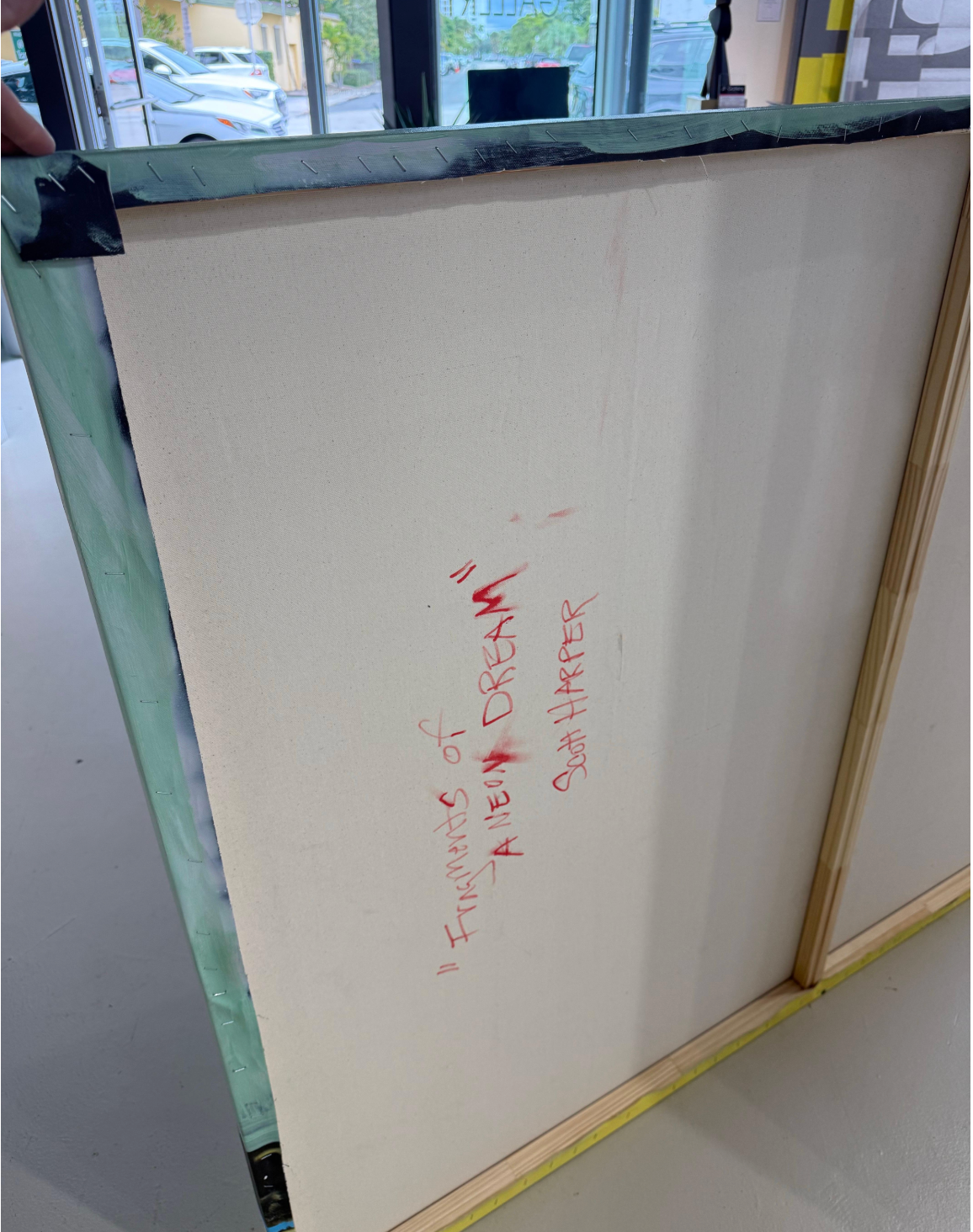 Mixed Media Painting titled “Fragments of a Neon Dream” 48 x 67