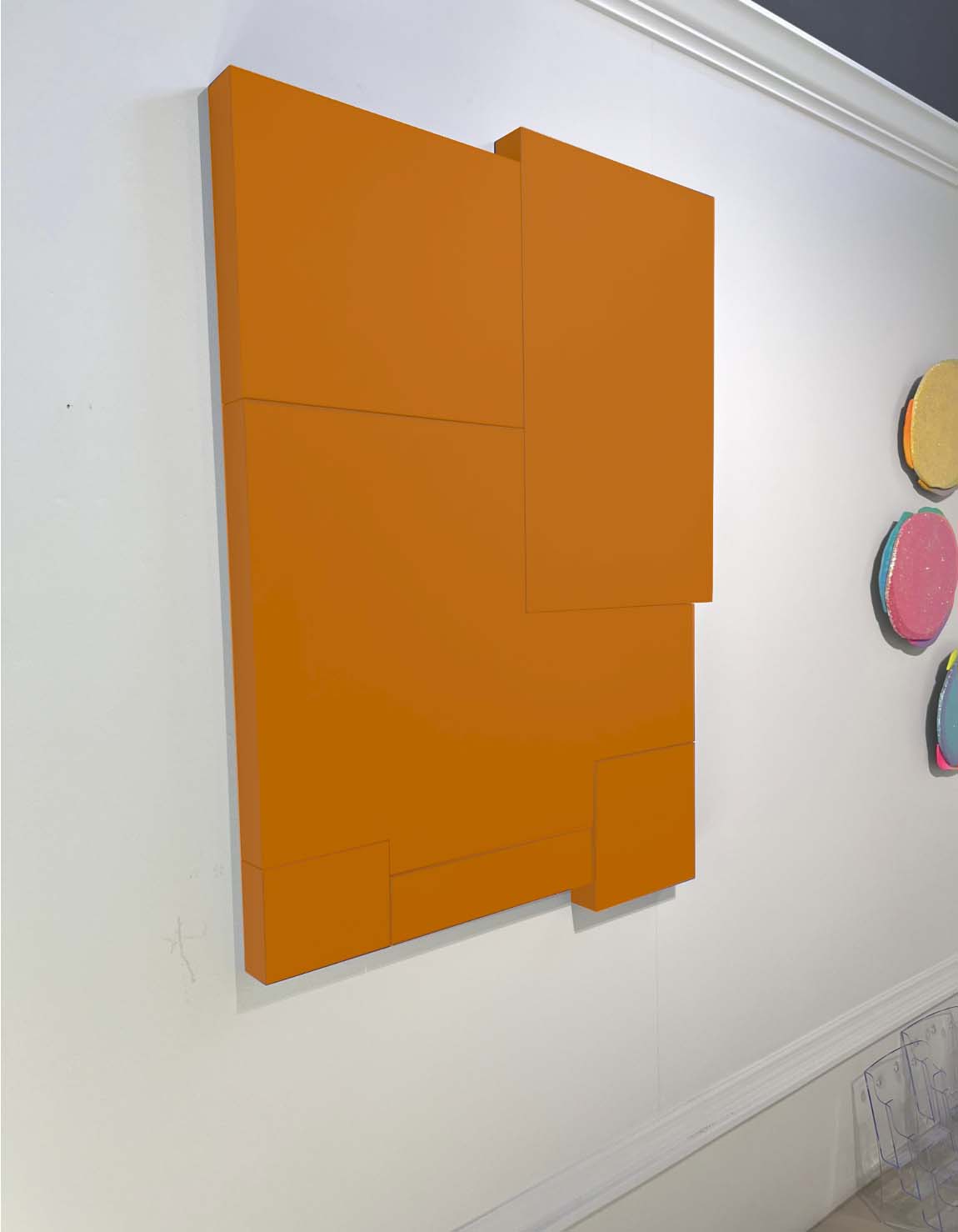 Acrylic on Wood Assemblage Titled: A.B.C VIII Orange