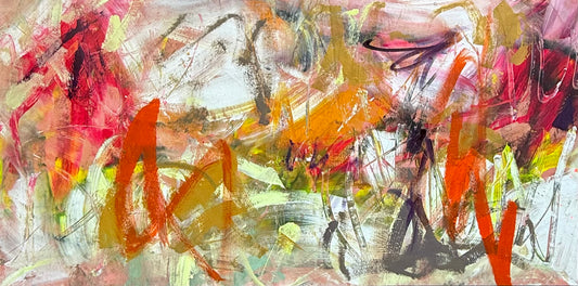 Oil on Canvas Painting “AbEx Horizontal Series 04” by Mirtha Moreno 43 x 86