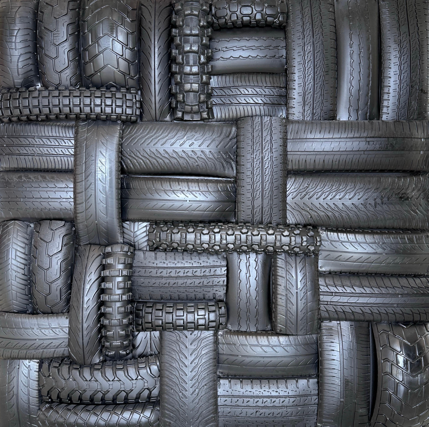 Rubber on Wood wall Sculpture by French Artist 55x 55