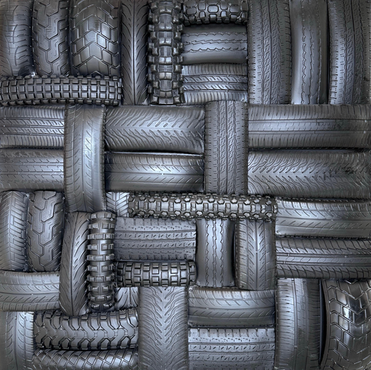 Rubber on Wood wall Sculpture by French Artist 55x 55