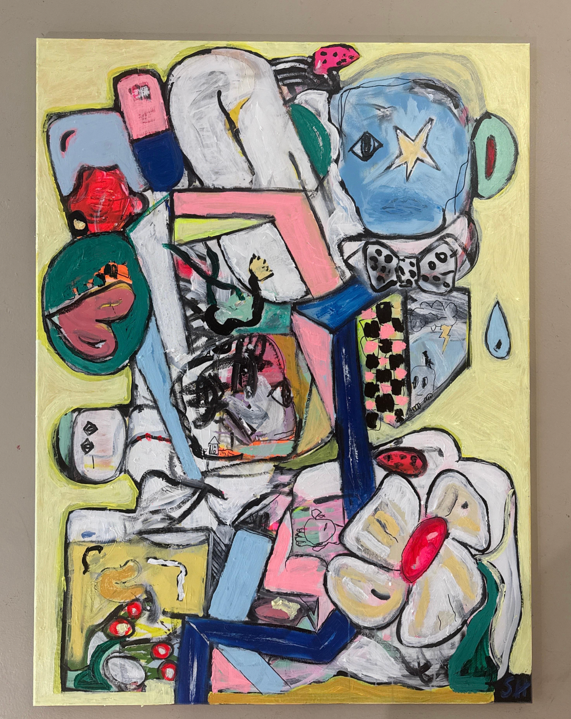 Mixed Media Painting titled “Burning Rooms in the Mind” 36 x 48