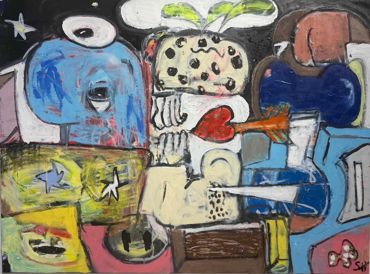 Scott Harper Mixed Media Painting titled “Spaceman” 36 x 48