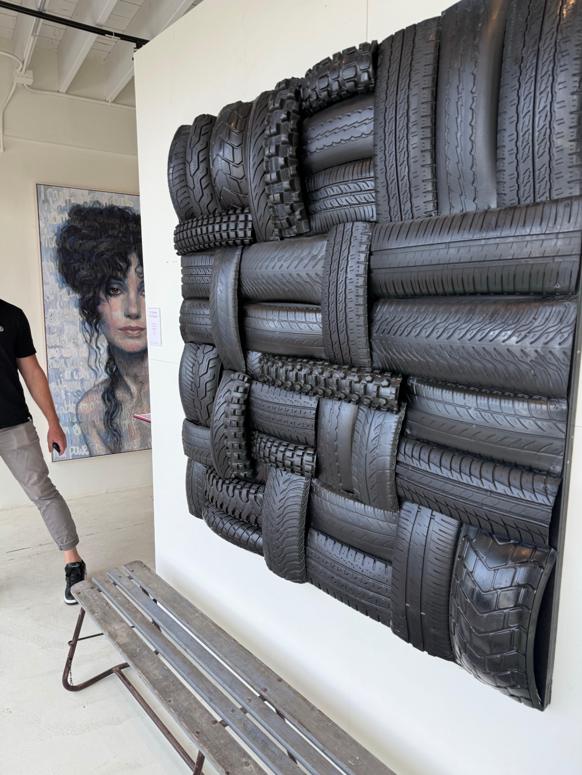 Rubber on Wood wall Sculpture by French Artist 55x 55