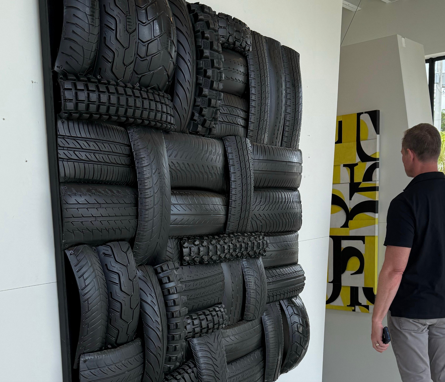 Rubber on Wood wall Sculpture by French Artist 55x 55