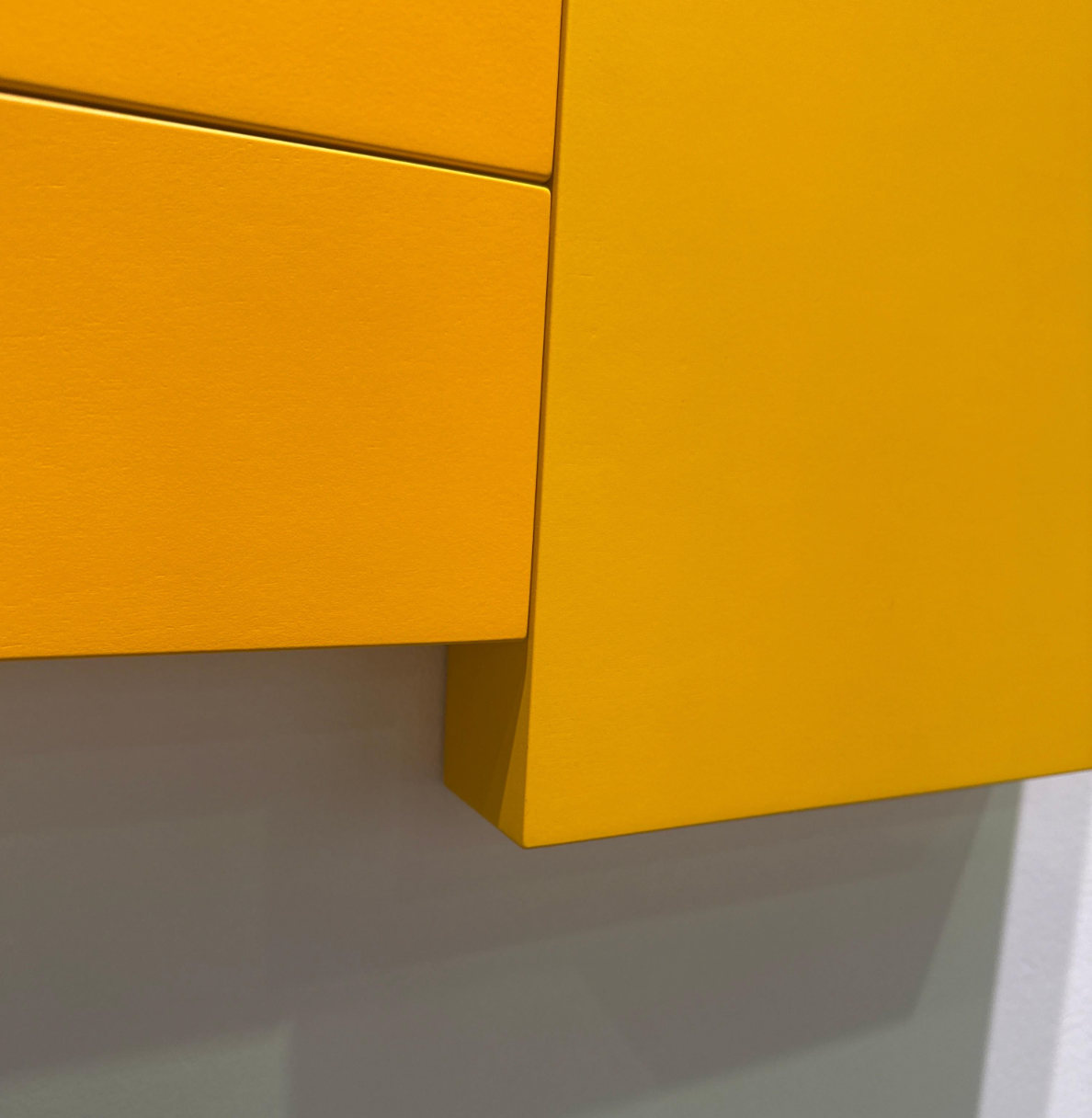 Acrylic on Wood Assemblage 38 x 50 Titled: “A.B.C.X" (multi Yellow)
