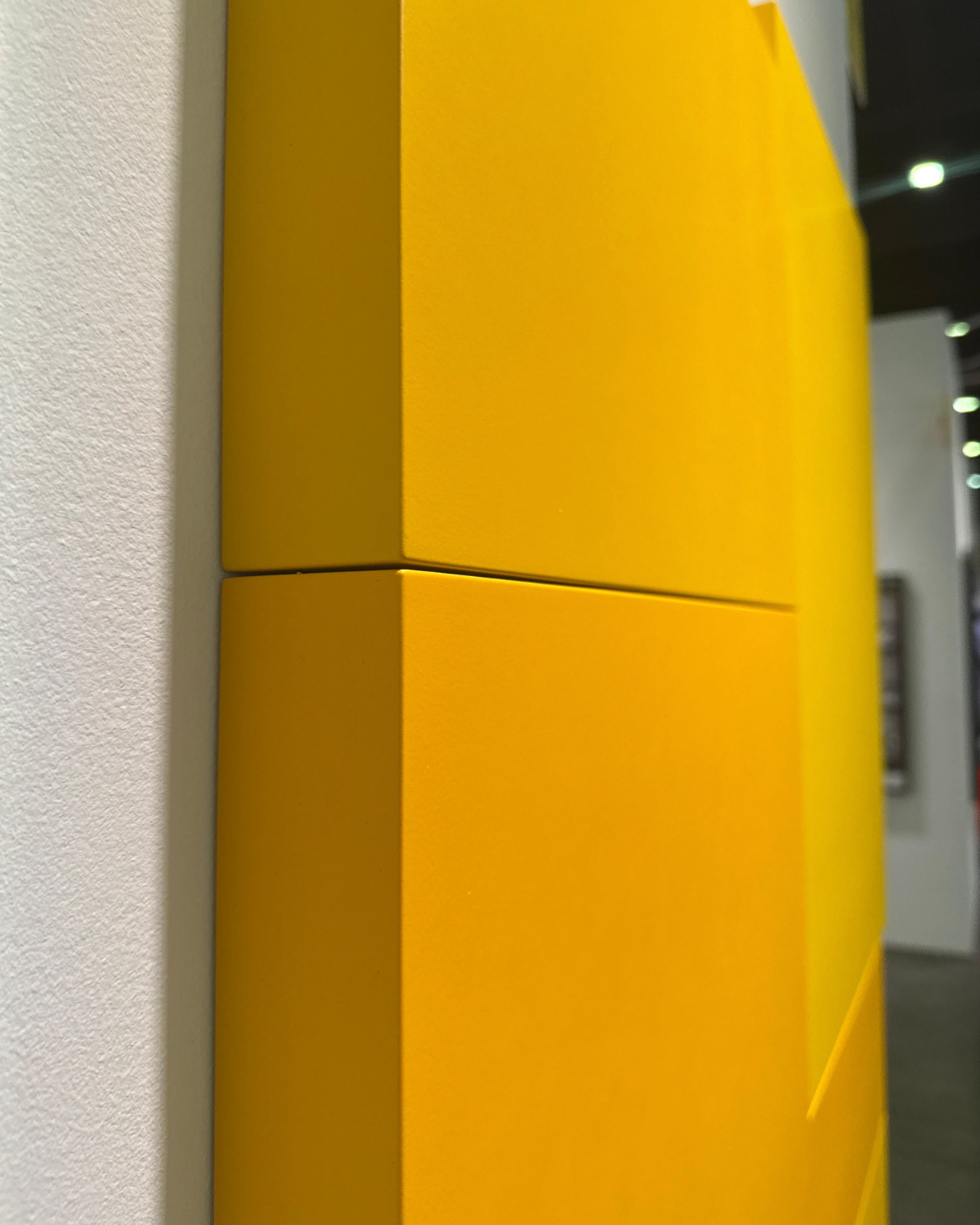 Acrylic on Wood Assemblage 38 x 50 Titled: “A.B.C.X" (multi Yellow)