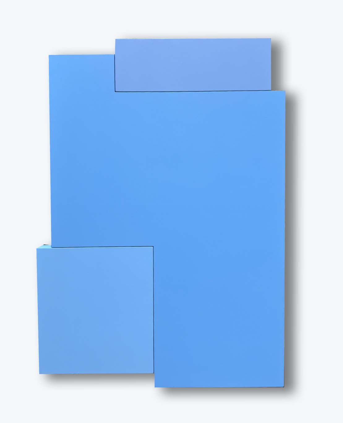 Acrylic on Wood Assemblage 32.75 x 46 Titled: “A.B.C.XI" (multi Blue)