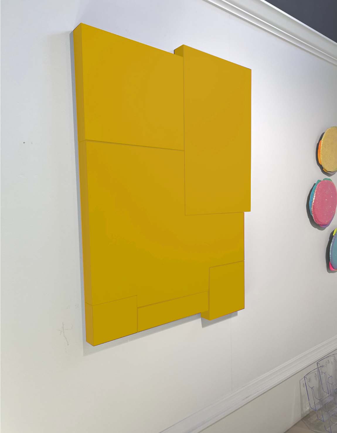 Acrylic on Wood Assemblage Titled: “A.B.C. VIIII" Yellow